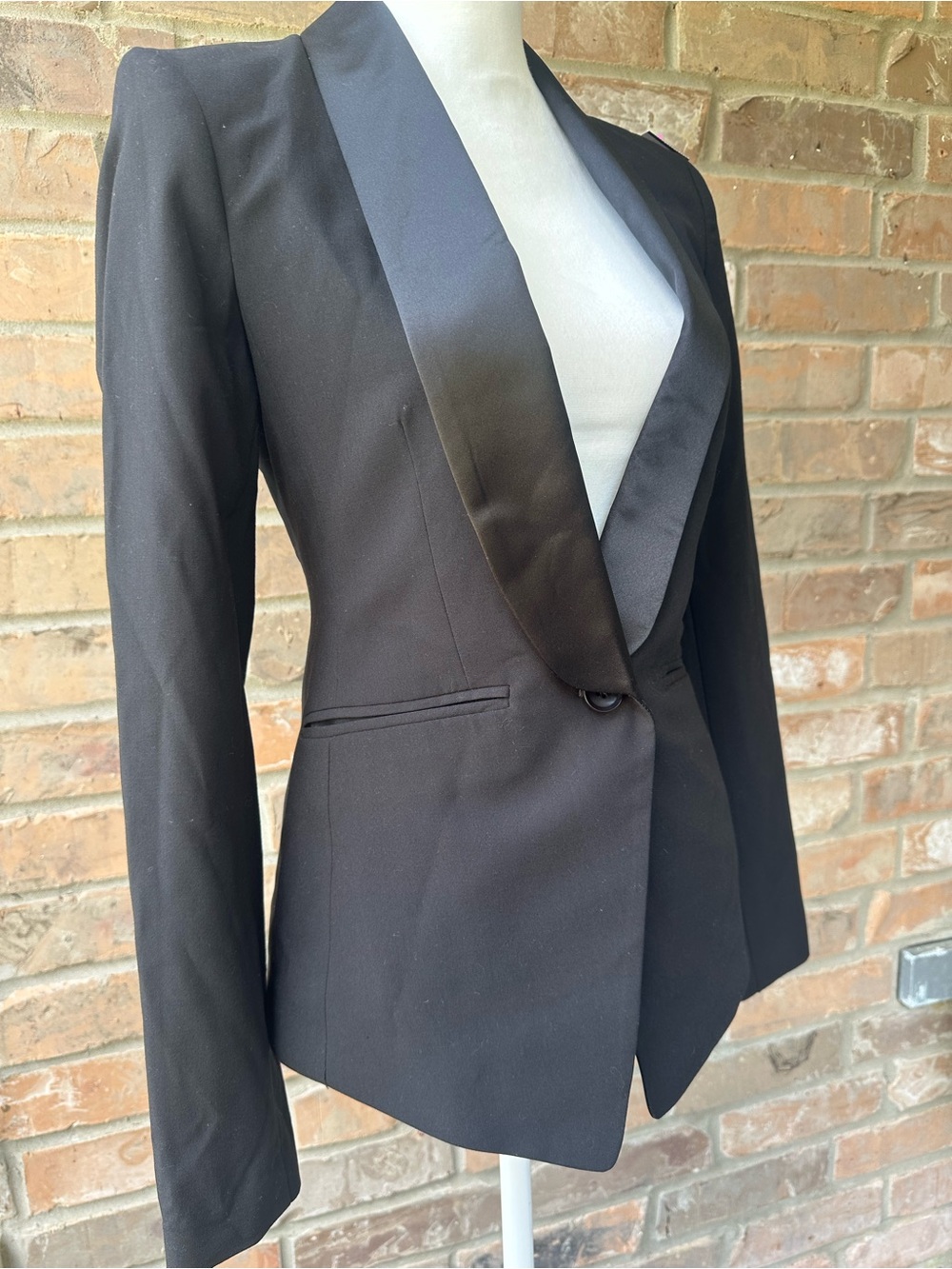 BCBGMaxAzria Black Satin-Trim Blazer